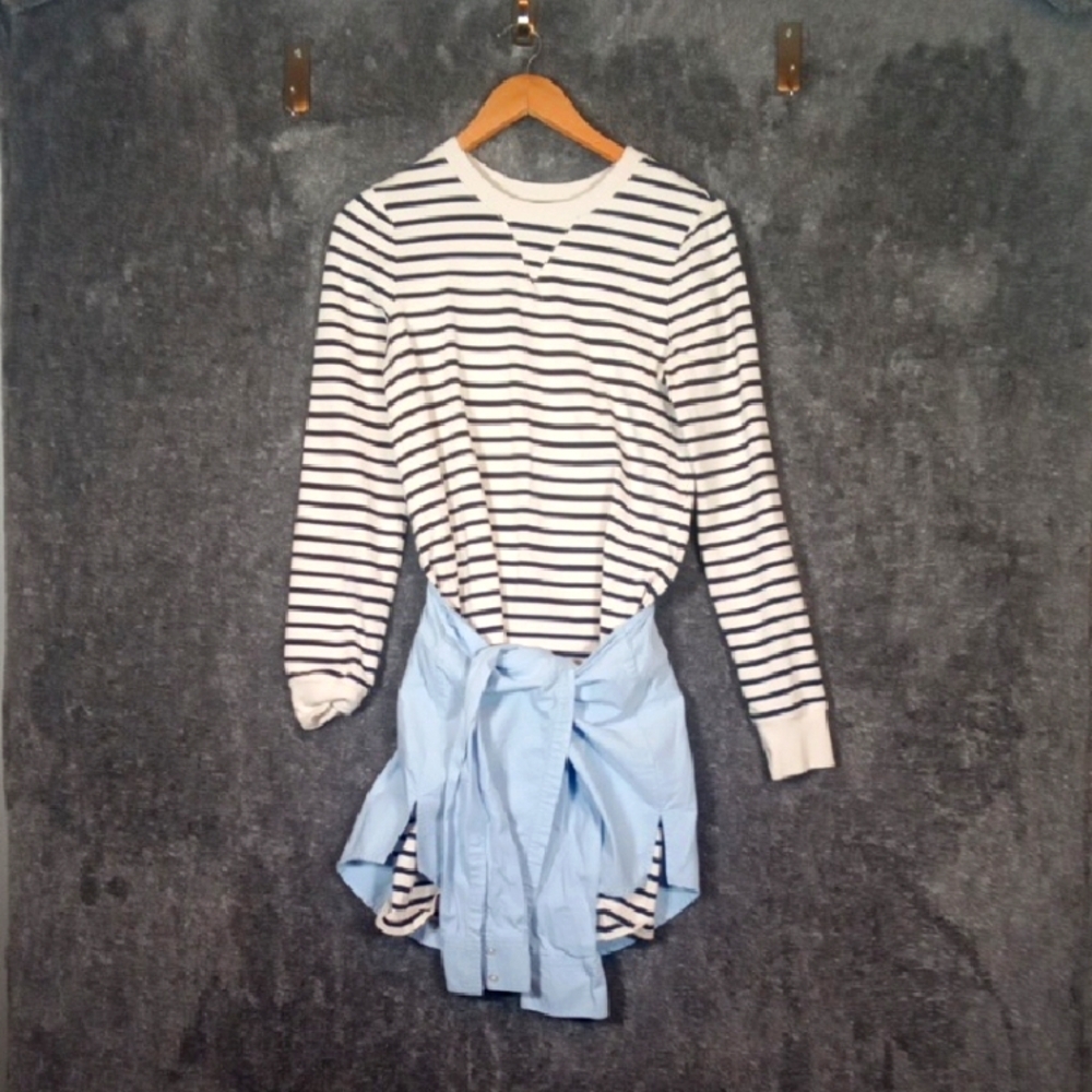 Veronica Beard Lazlo Tie Waist Cotton Mini Dress Striped Festival Preppy Womens - Picture 2 of 9